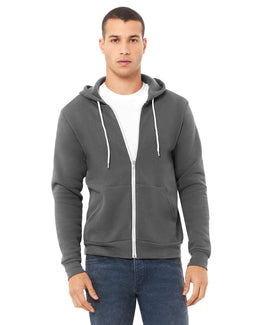 Bella+Canvas Unisex Poly-Cotton Fleece Full-Zip Hoodie 3739 | Asphalt - Front