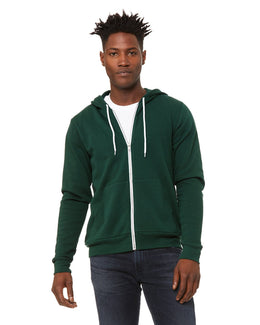 Bella+Canvas Unisex Poly-Cotton Fleece Full-Zip Hoodie 3739 | Forest - Front