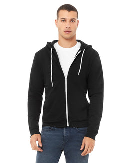 Bella+Canvas Unisex Poly-Cotton Fleece Full-Zip Hoodie 3739 | Black - Front