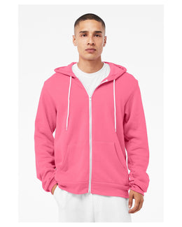 Bella+Canvas Unisex Poly-Cotton Fleece Full-Zip Hoodie 3739 | Hthr Charity Pnk - Front