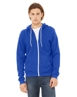Bella+Canvas Unisex Poly-Cotton Fleece Full-Zip Hoodie 3739 | True Royal - Front