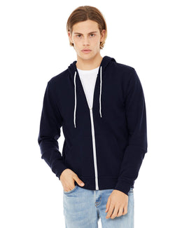 Bella+Canvas Unisex Poly-Cotton Fleece Full-Zip Hoodie 3739 | Navy - Front