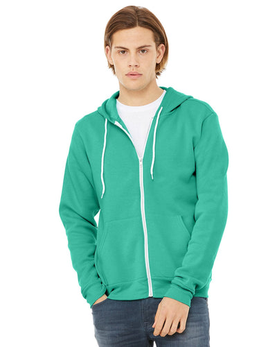 Bella+Canvas Unisex Poly-Cotton Fleece Full-Zip Hoodie 3739 | Teal - Front