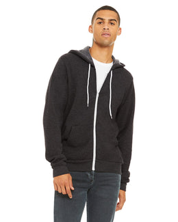 Bella+Canvas Unisex Poly-Cotton Fleece Full-Zip Hoodie 3739 | Dark Gry Heather - Front