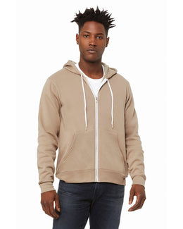 Bella+Canvas Unisex Poly-Cotton Fleece Full-Zip Hoodie 3739 | Tan - Front