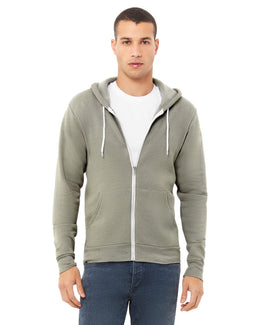 Bella+Canvas Unisex Poly-Cotton Fleece Full-Zip Hoodie 3739 | Heather Stone - Front