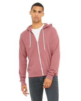 Bella+Canvas Unisex Poly-Cotton Fleece Full-Zip Hoodie 3739 | Mauve - Front