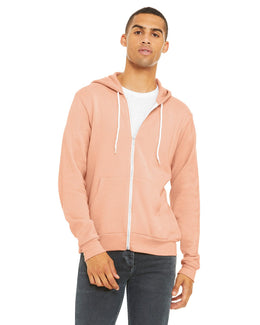Bella+Canvas Unisex Poly-Cotton Fleece Full-Zip Hoodie 3739 | Peach - Front