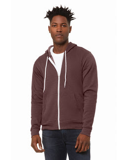 Bella+Canvas Unisex Poly-Cotton Fleece Full-Zip Hoodie 3739 | Heather Maroon - Front
