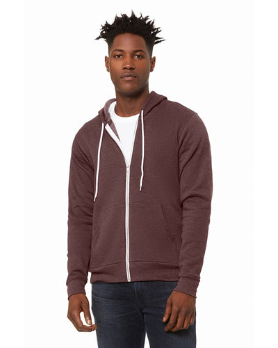Bella+Canvas Unisex Poly-Cotton Fleece Full-Zip Hoodie 3739 | Heather Maroon - Front