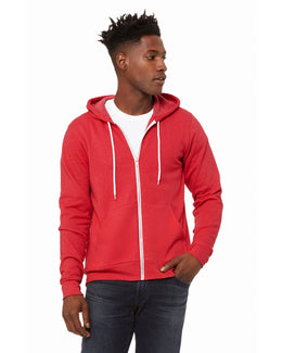 Bella+Canvas Unisex Poly-Cotton Fleece Full-Zip Hoodie 3739 | Heather Red - Front