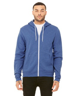 Bella+Canvas Unisex Poly-Cotton Fleece Full-Zip Hoodie 3739 | Heather Tru Royl - Front