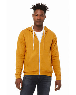 Bella+Canvas Unisex Poly-Cotton Fleece Full-Zip Hoodie 3739 | Heather Mustard - Front