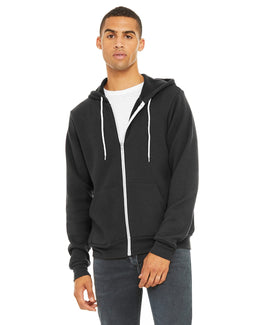 Bella+Canvas Unisex Poly-Cotton Fleece Full-Zip Hoodie 3739 | Dark Grey - Front