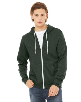 Bella+Canvas Unisex Poly-Cotton Fleece Full-Zip Hoodie 3739 | Heather Forest - Front