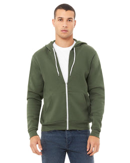 Bella+Canvas Unisex Poly-Cotton Fleece Full-Zip Hoodie 3739 | Military Green - Front