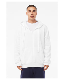 Bella+Canvas Unisex Sponge Fleece DTM Full-Zip Hooded Sweatshirt 3759 | White - Front