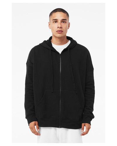 Bella+Canvas Unisex Sponge Fleece DTM Full-Zip Hooded Sweatshirt 3759 | Black - Front