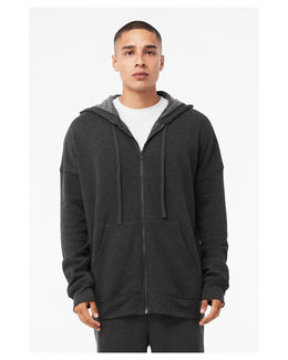 Bella+Canvas Unisex Sponge Fleece DTM Full-Zip Hooded Sweatshirt 3759 | Dark Grey Heathr - Front