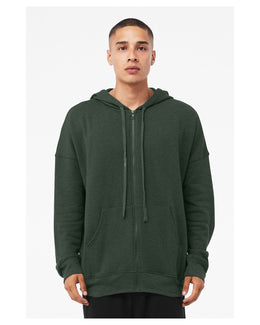 Bella+Canvas Unisex Sponge Fleece DTM Full-Zip Hooded Sweatshirt 3759 | Heather Forest - Front
