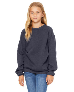 Bella+Canvas Youth Sponge Fleece Raglan Sweatshirt 3901Y | Heather Navy - Front