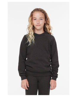 Bella+Canvas Youth Sponge Fleece Raglan Sweatshirt 3901Y | Dark Gry Heather - Front