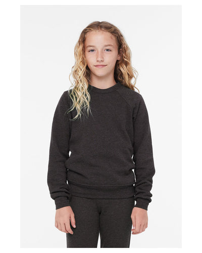 Bella+Canvas Youth Sponge Fleece Raglan Sweatshirt 3901Y | Dark Gry Heather - Front
