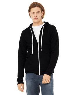 Bella+Canvas Unisex Triblend Full-Zip Hoodie 3909 | Solid Blk Trblnd - Front