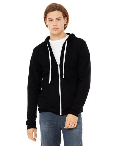 Bella+Canvas Unisex Triblend Full-Zip Hoodie 3909 | Solid Blk Trblnd - Front