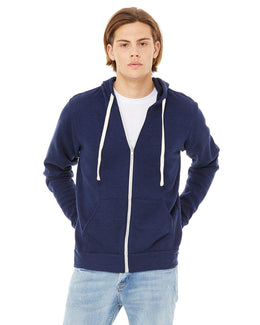 Bella+Canvas Unisex Triblend Full-Zip Hoodie 3909 | Navy Triblend - Front
