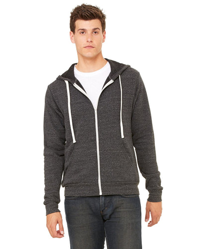 Bella+Canvas Unisex Triblend Full-Zip Hoodie 3909 | Char-black Trib - Front