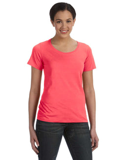 Anvil Ladies Sheer Scoop Neck T-Shirt 391A | Coral - Front