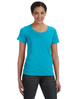 Anvil Ladies Sheer Scoop Neck T-Shirt 391A | Carribean Blue - Front