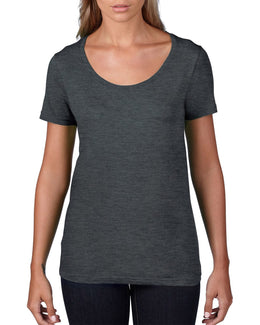 Anvil Ladies Sheer Scoop Neck T-Shirt 391A | Heather Dk Grey - Front