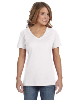 Anvil Ladies Featherweight V-Neck T-Shirt 392A | White - Front