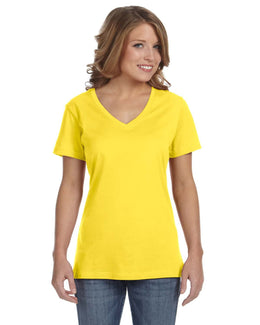 Anvil Ladies Featherweight V-Neck T-Shirt 392A | Lemon Zest - Front