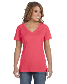 Anvil Ladies Featherweight V-Neck T-Shirt 392A | Coral - Front