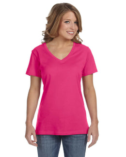 Anvil Ladies Featherweight V-Neck T-Shirt 392A | Hot Pink - Front