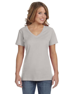 Anvil Ladies Featherweight V-Neck T-Shirt 392A | Silver - Front