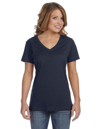 Anvil Ladies Featherweight V-Neck T-Shirt 392A | Navy - Front