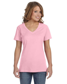 Anvil Ladies Featherweight V-Neck T-Shirt 392A | Charity Pink - Front