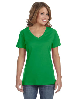 Anvil Ladies Featherweight V-Neck T-Shirt 392A | Green Apple - Front