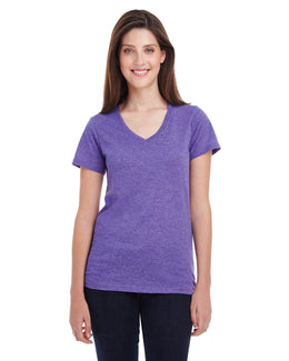 Anvil Ladies Featherweight V-Neck T-Shirt 392A | Heather Purple - Front