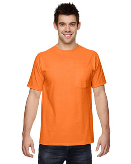 Fruit of the Loom Cotton Pocket T-Shirt 3931P | Safety Orange - Front