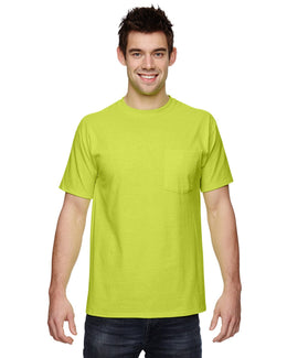 Fruit of the Loom Cotton Pocket T-Shirt 3931P | Safety Green - Front