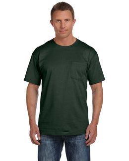 Fruit of the Loom Cotton Pocket T-Shirt 3931P | Forest Green - Front