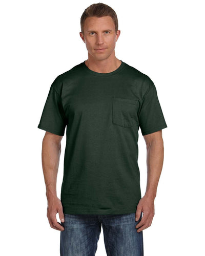 Fruit of the Loom Cotton Pocket T-Shirt 3931P | Forest Green - Front