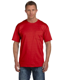 Fruit of the Loom Cotton Pocket T-Shirt 3931P | True Red - Front