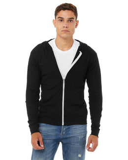 Bella+Canvas Unisex Triblend Full-Zip Lightweight Hoodie 3939 | Black Triblend - Front