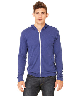 Bella+Canvas Unisex Triblend Full-Zip Lightweight Hoodie 3939 | Navy Triblend - Front